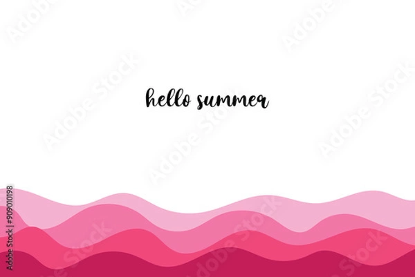 Fototapeta Hello summer. Hand drawn wave. Abstract water background. Vector illustration