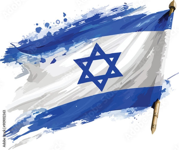 Fototapeta Israel flag watercolor vector illustration,generative ai