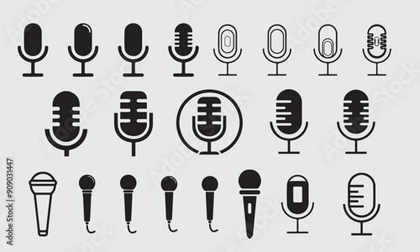Fototapeta Set of Black Microphone Design Collection