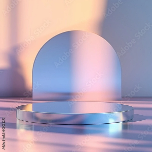 Fototapeta interior of a modern house with close up product display podium