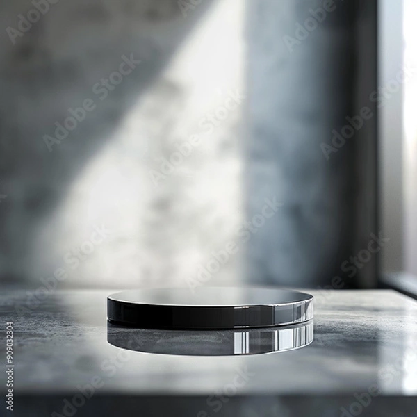 Fototapeta interior of a modern house with close up product display podium