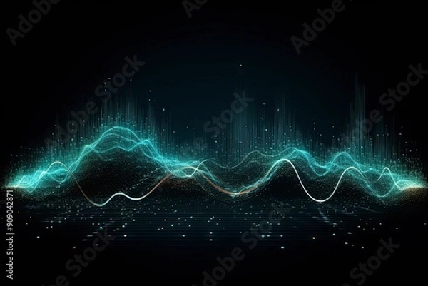 Fototapeta Abstract data visualization background with electronic waves