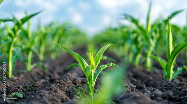 Fototapeta A field with a significant portion of crops showing signs of disease