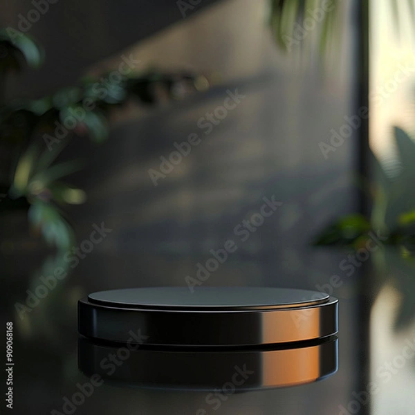 Fototapeta interior of a modern house with close up product display podium