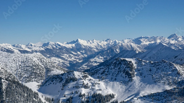 Fototapeta Winterstimmung in den Liechtensteiner Alpen rund um Malbun