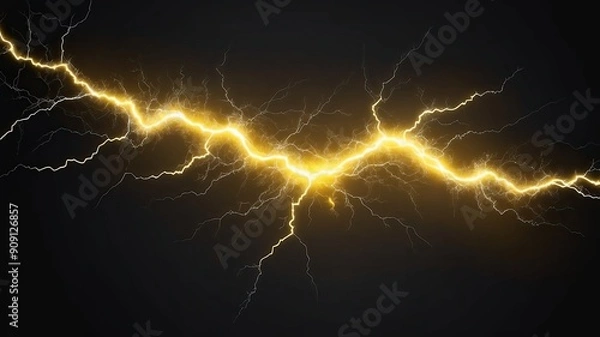 Fototapeta Fantasy yellow lightning, abstract electrical background
