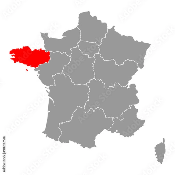 Obraz Brittany of France map symbol shape, travel web flat concept icon symbol vector