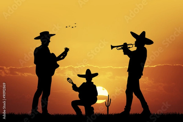 Obraz Mariachi Band o zachodzie słońca