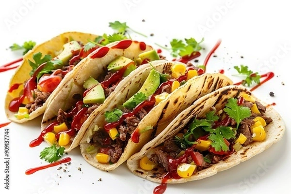 Fototapeta Taco Pictures White Background with generative ai