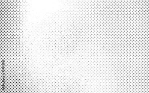 Fototapeta Grunge halftone gradient background. Faded grit noise texture. White and black sand wallpaper. Retro pixelated backdrop. Anime or manga style comic vector graphic design textured illustration