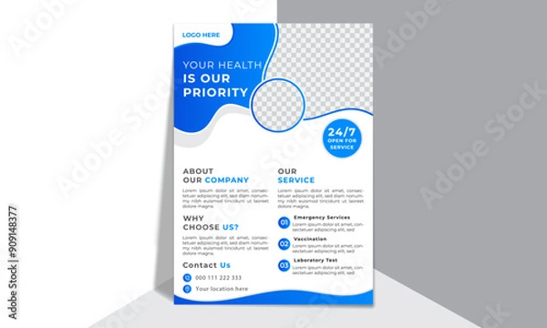 Fototapeta Medical flyer template, fully editable, layer organized.
