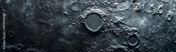 Fototapeta A black and white photo of the moon with many craters. The photo is of a large area of the moon and the craters are scattered throughout the image