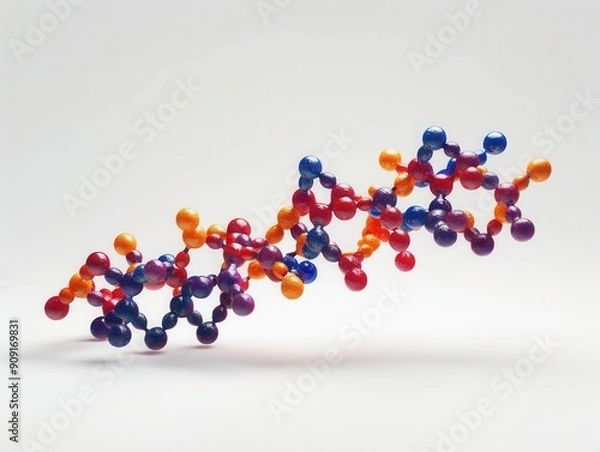 Fototapeta 3D rendering of tripeptide molecule