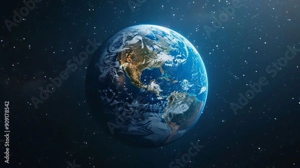 Fototapeta Planet Earth in outer space. A planet of the solar system and a home for humans
