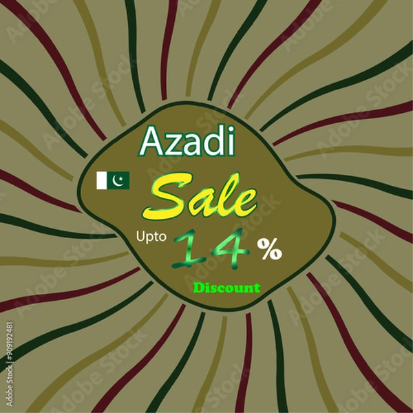 Fototapeta azadi Sale,14 % off, Azadi means in English (Independence), happy Independence day, multi color sunburst effect, vector file