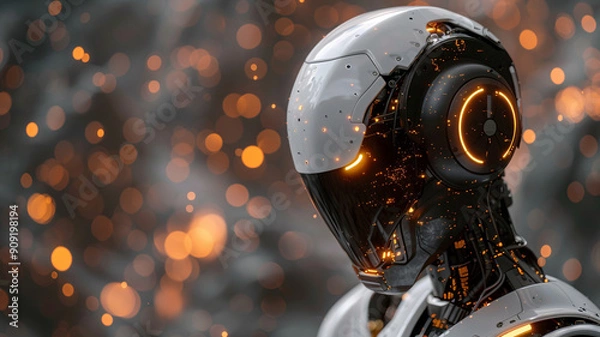 Fototapeta High-tech robot close-up emphasizing mechanical precision and futuristic design