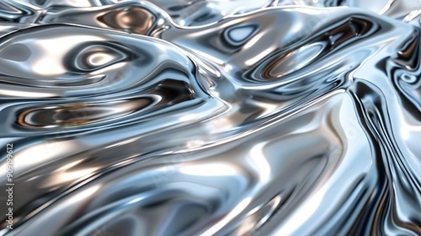 Fototapeta Sleek metallic texture with polished surfaces and reflective highlights