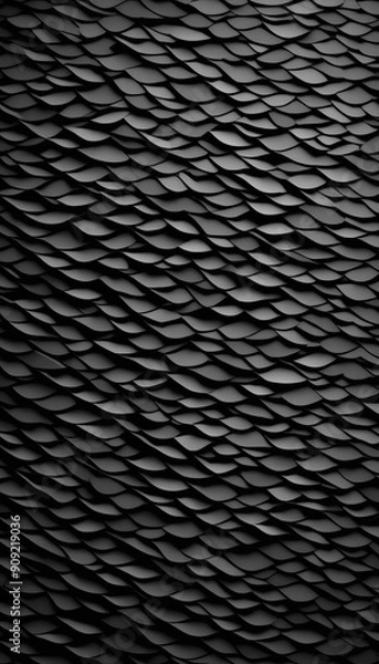 Obraz A textured black surface with wavy, undulating patterns resembling crumpled fabric or paper. The design creates a sense of depth and movement, ideal for backgrounds or abstract art.