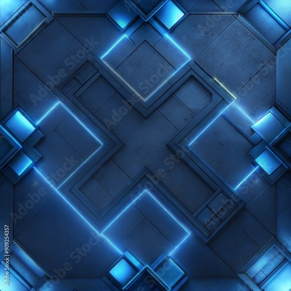 Obraz abstract background with squares neon floor top down Generate AI