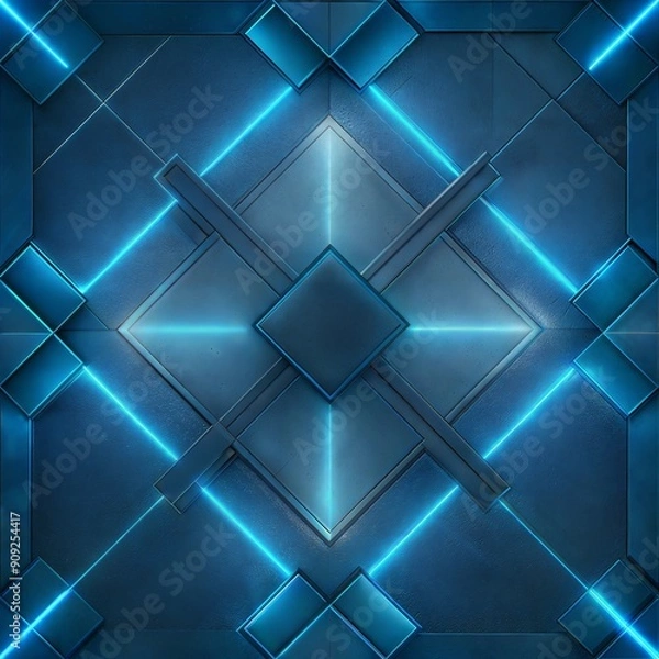 Obraz abstract background with squares neon floor top down Generate AI