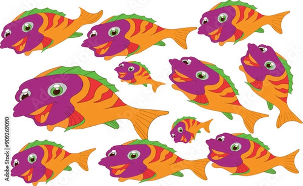 Obraz fishing vector flat silhouette collection