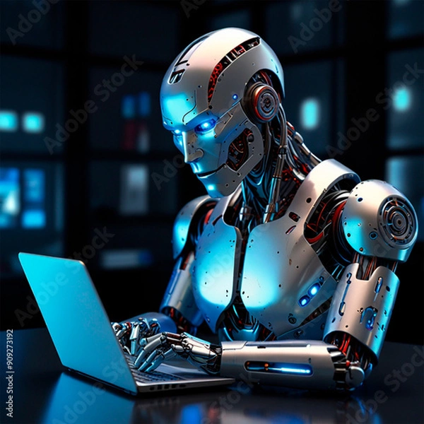 Obraz robot with computer