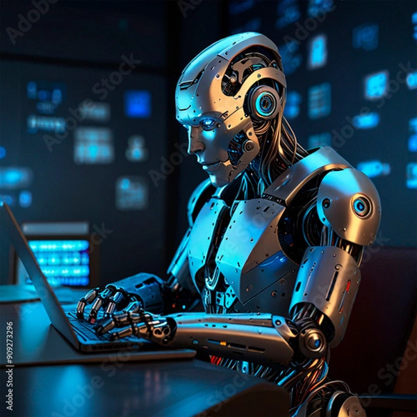 Obraz android with computer