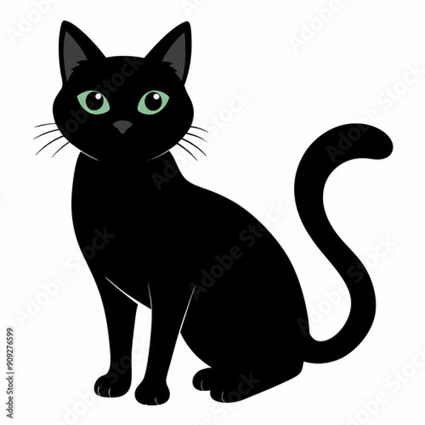 Obraz Beautiful black cat vector illustration 