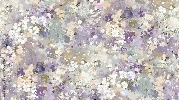 Fototapeta  A beautiful background of purple and cream, adorned with pretty flowers