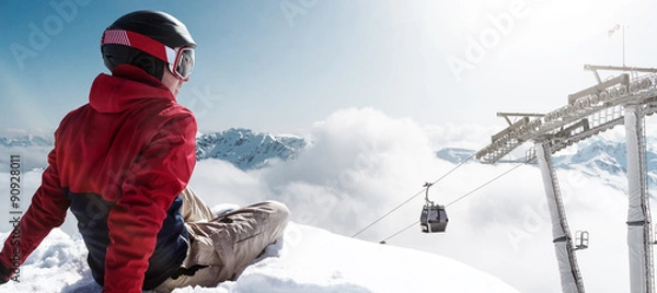 Obraz Narciarz cieszy się widokiem