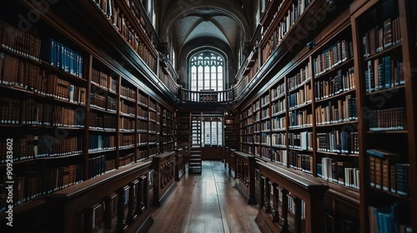 Fototapeta architecture inside an old and historic library