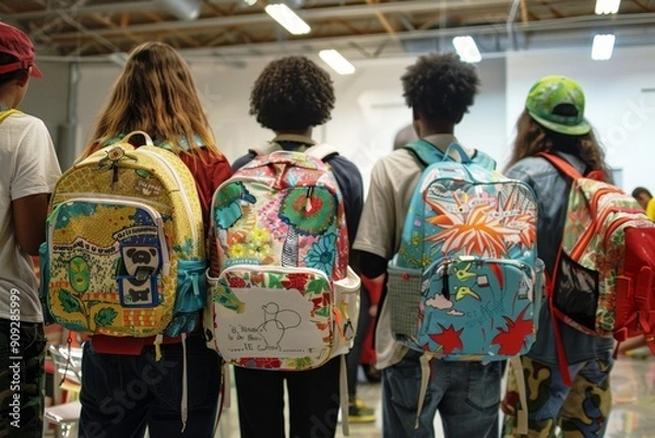 Fototapeta Creative School Backpacks Showcasing Unique Designs for Back-to-School Season