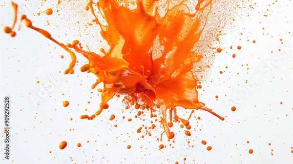 Obraz Orange paint explosion on white background