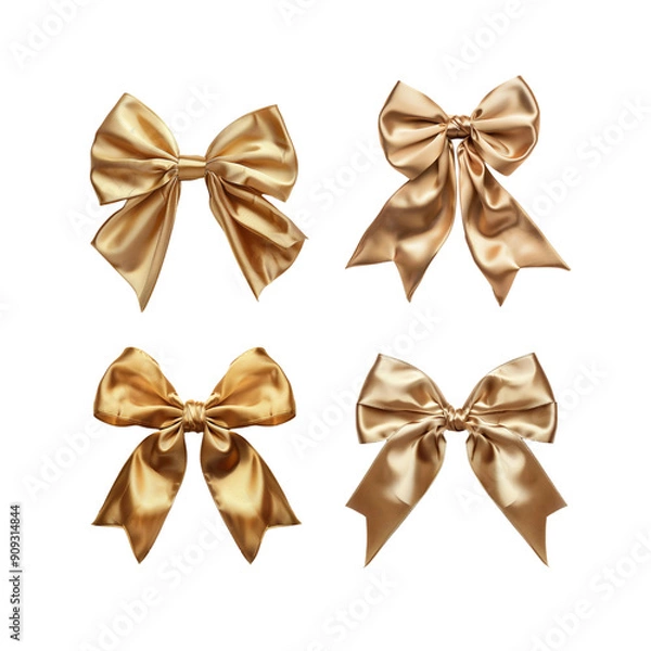 Fototapeta Set of colorful bows for various celebrations and decorations isolated on white background