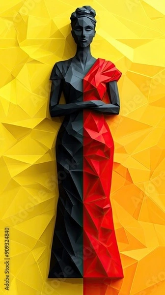 Fototapeta Abstract Sculpture in Bold Colors and Geometric Design