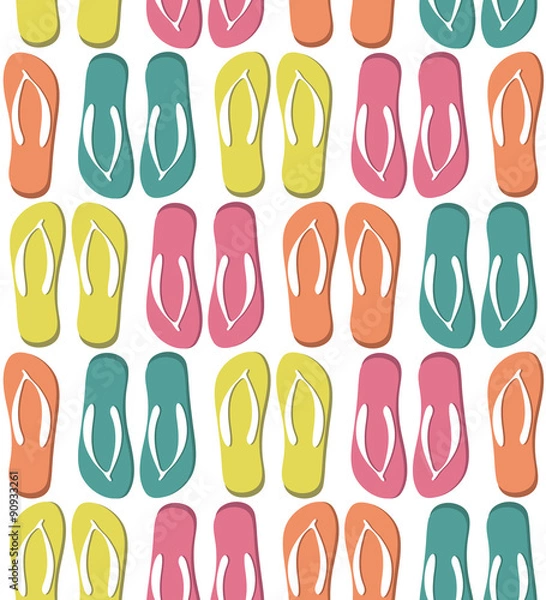 Fototapeta Seamless pattern with colorful flip flops