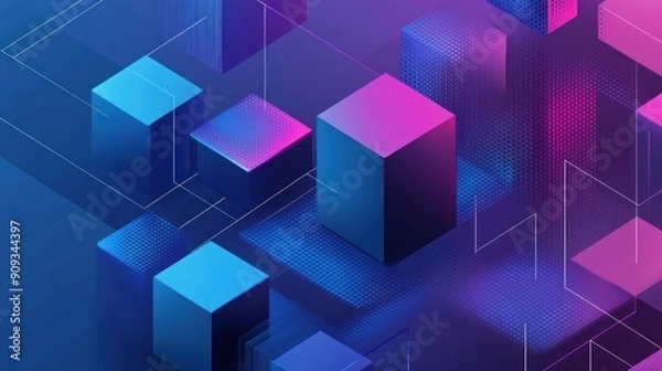 Fototapeta Abstract 3D Cubes and Lines