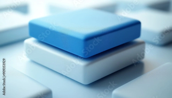 Fototapeta 3D icon of an azure screen with the blue Emma on it, white background, blue and grey colors, simple design, simplistic, minimalistic, modern UI app logo, rendered in the style of Octane