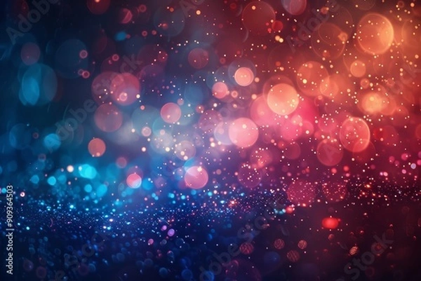 Fototapeta Abstract Blue and Red Lights with Glittering Background