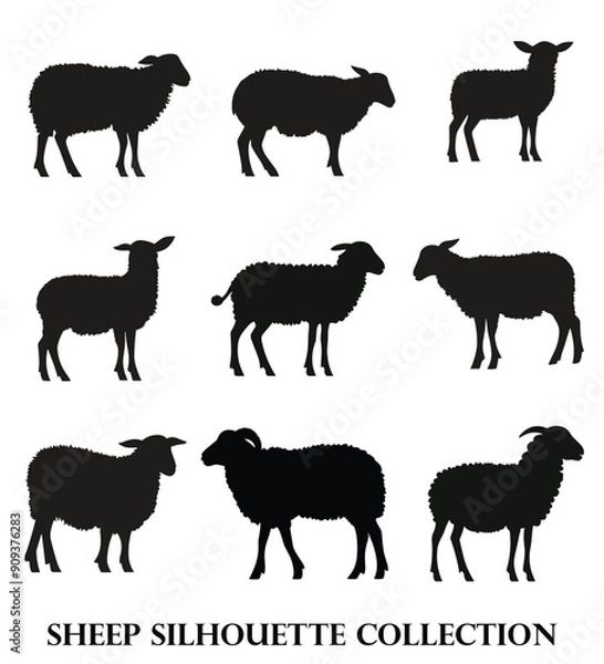 Obraz Versatile Sheep Silhouettes: Black & White Collection