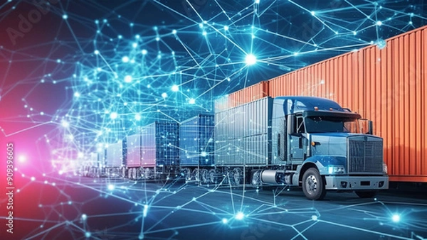 Fototapeta Blockchain technology applied to Logistics