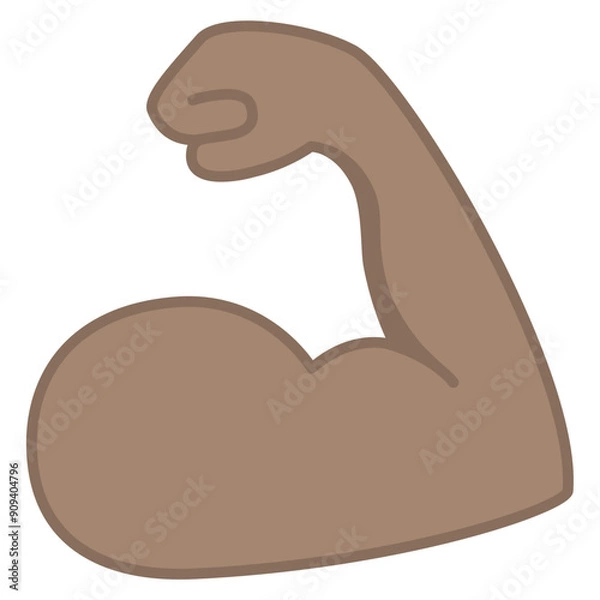 Obraz Biceps emoticon of strength, brown muscle, strong bicep. Power of protein for man icon. Flex muscle arm. Exercise in gym for health. Logo of fitness, workout, bodybuilder. Strong muscular arms. Fit