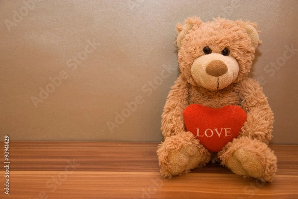 Obraz Teddy bear with a red heart