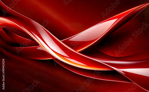 Fototapeta abstract image featuring dynamic, flowing lines in vibrant shades of red and orange against a deep black background. cinematic