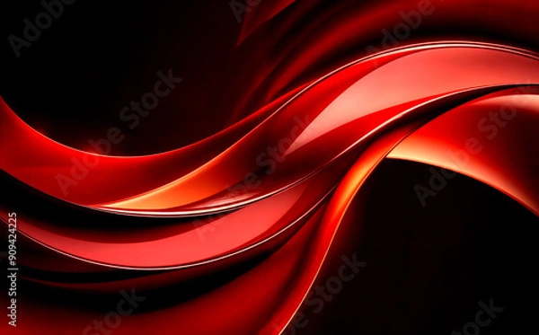 Fototapeta abstract image featuring dynamic, flowing lines in vibrant shades of red and orange against a deep black background. cinematic
