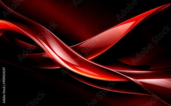 Fototapeta abstract image featuring dynamic, flowing lines in vibrant shades of red and orange against a deep black background. cinematic