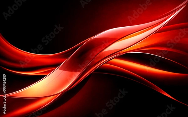 Fototapeta abstract image featuring dynamic, flowing lines in vibrant shades of red and orange against a deep black background. cinematic