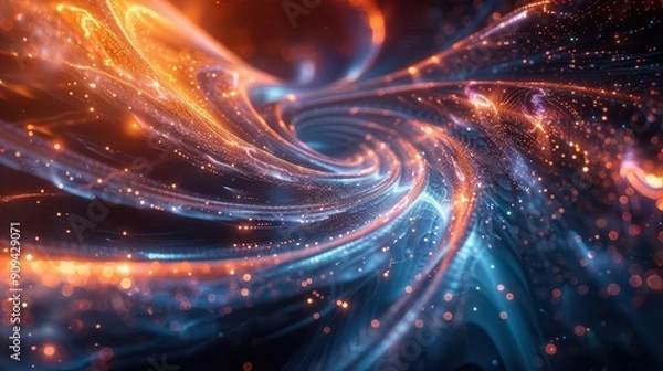 Fototapeta Photon interference and wave patterns, quantum dynamics, subatomic light interaction, uhd, copy space for text,