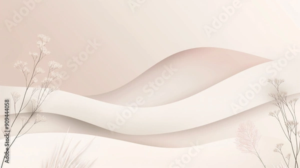Obraz Minimalistic background with plants and waves