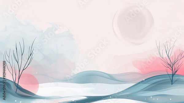 Obraz Minimalistic landscape with plants
